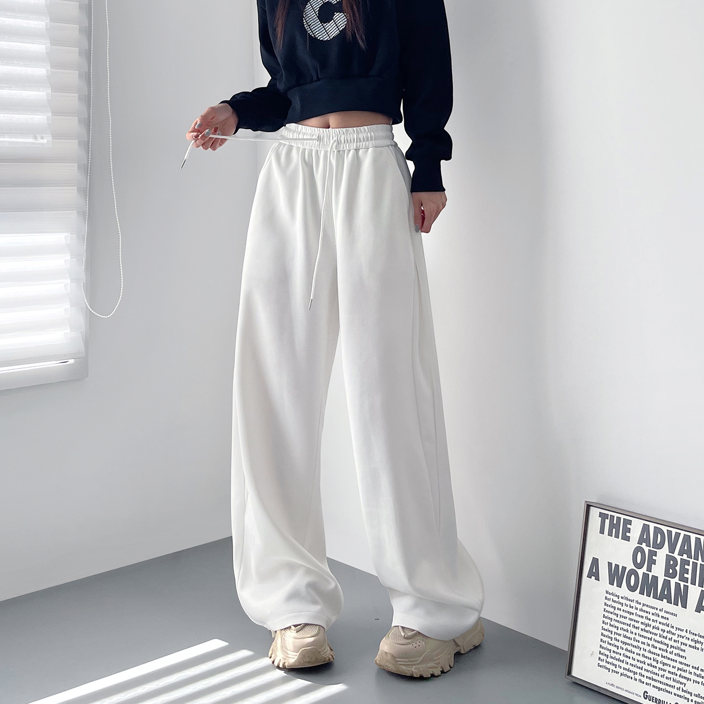 蜜略大码胖mm冬季阔腿裤梨形身材