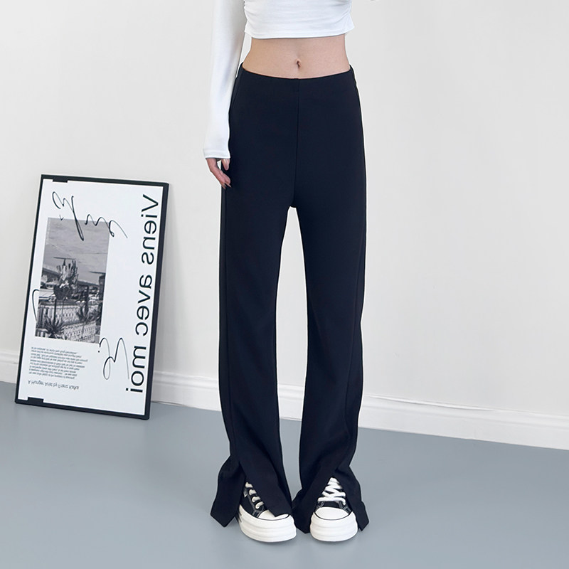 大码胖mm开叉微喇叭裤女2025春季新款宽松显瘦设计感休闲阔腿裤,女装/女士精品,大码裤装,淘宝优惠券,粉丝福利购,淘宝优惠卷