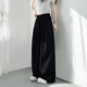 黑色冰丝休闲裤 子 梨形身材胖mm显瘦宽松山本阔腿裤 女春夏薄款 大码
