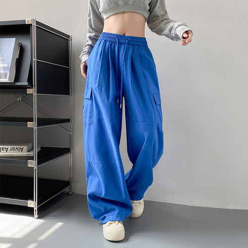 蜜略大码宽松工装直筒休闲阔腿裤