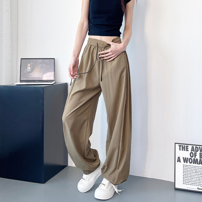 大码阔腿裤女夏季冰丝薄款胖mm宽松显瘦休闲裤高腰抽绳垂感灯笼裤,女装/女士精品,大码裤装,淘宝优惠券,粉丝福利购,淘宝优惠卷