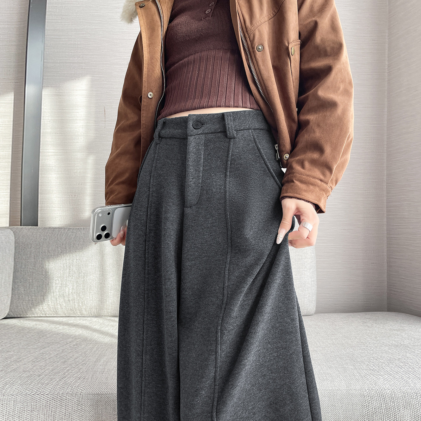 大码加绒加厚保暖阔腿裤女冬季防寒胖mm显瘦绒感宽松香蕉弯刀裤,女装/女士精品,大码裤装,淘宝优惠券,粉丝福利购,淘宝优惠卷