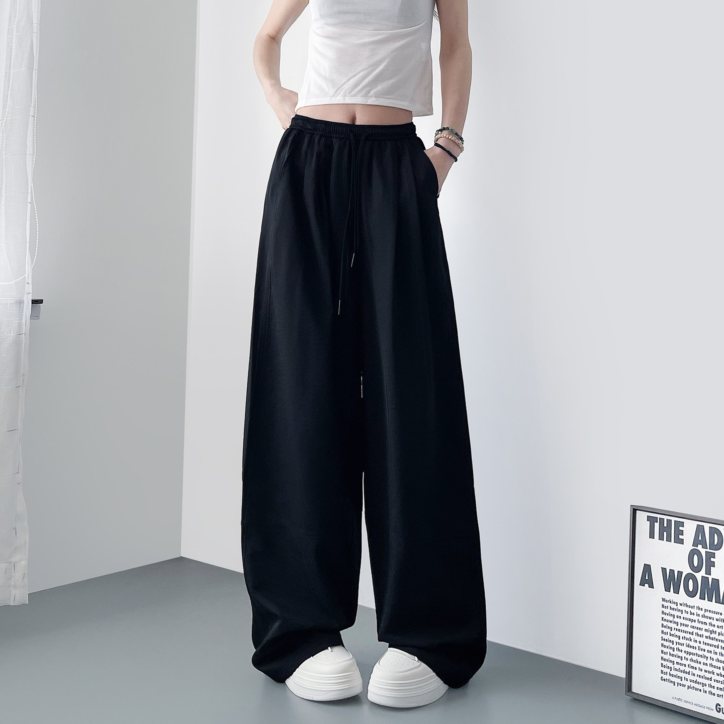 冰丝速干阔腿裤女2026春季新款垂感宽松胖mm大码显瘦薄款山本裤子,女装/女士精品,大码裤装,淘宝优惠券,粉丝福利购,淘宝优惠卷