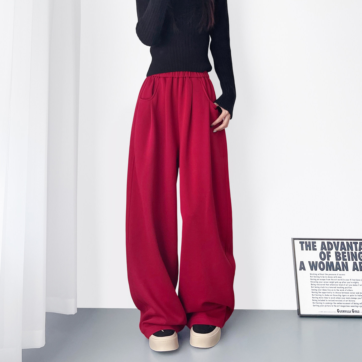 2025新款加绒加厚山本裤女大码胖mm显瘦修身保暖高腰运动阔腿长裤,女装/女士精品,大码裤装,淘宝优惠券,粉丝福利购,淘宝优惠卷