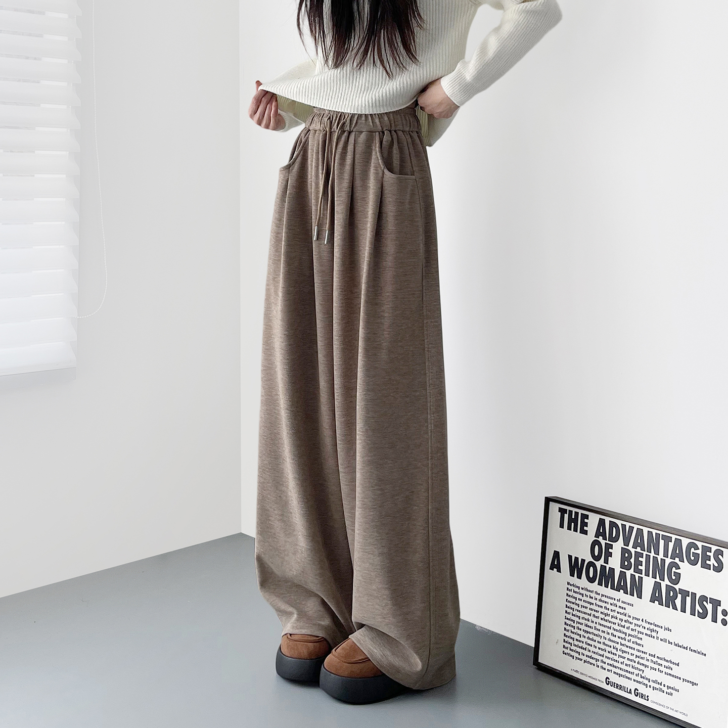 蜜略大码纯色秋冬休闲裤梨形身材