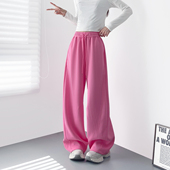 女冬季 大码 胖mm运动卫裤 高腰慵懒加绒弯刀裤 阔腿宽松垂感香蕉裤 子