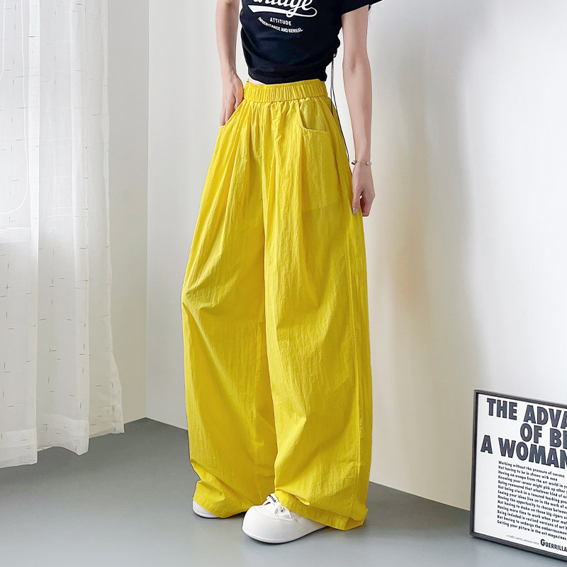 夏日多巴胺微褶阔腿裤女大码胖mm冰丝速干慵懒遮肉梨型身材山本裤,女装/女士精品,大码裤装,淘宝优惠券,粉丝福利购,淘宝优惠卷