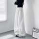 白色垂感软糯舒适阔腿裤 女冬季 新款 大码 胖mm显瘦宽松运动加绒卫裤
