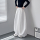 白色休闲阔腿裤 女2025秋季 胖mm宽松大裤 大码 脚慵懒风垂感运动裤 子