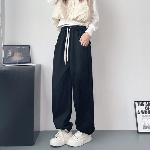 蜜略冬季大码显瘦束脚新款休闲裤