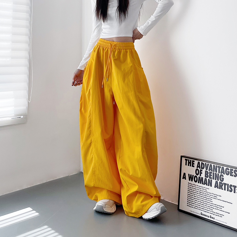 蜜略大码宽松胖MM秋季纯色阔腿裤