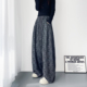 印花阔腿裤 女秋季 大码 慵懒风酷飒设计感个性 胖mm高腰垂感拖地裤 子