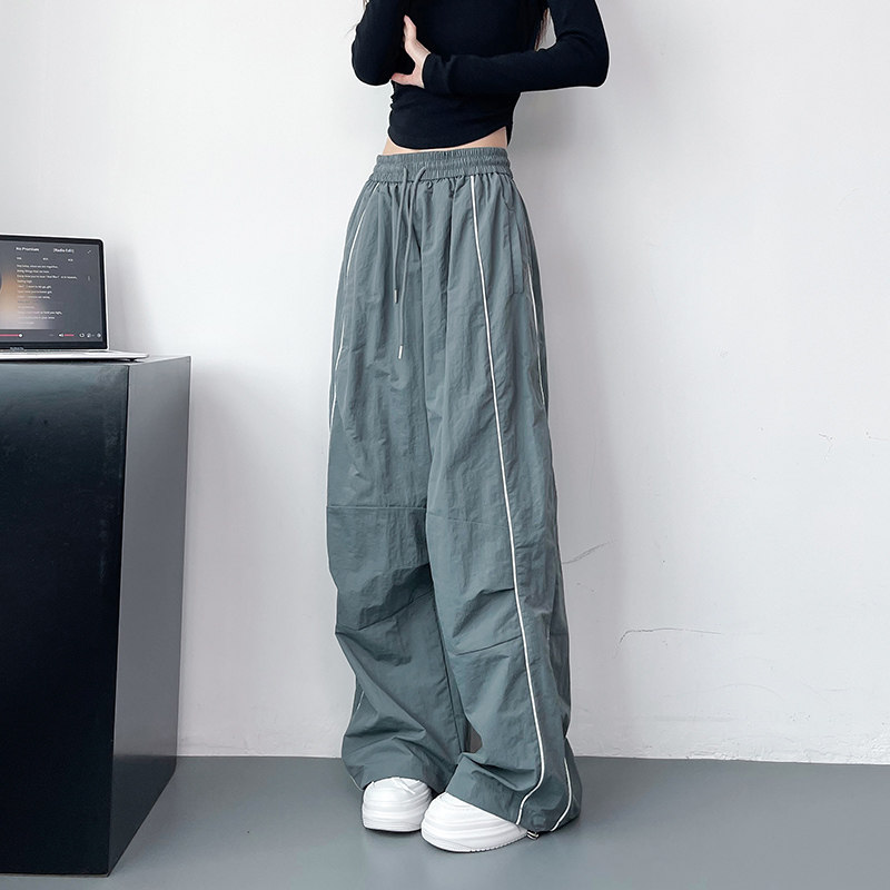 大码休闲裤女秋季胖mm宽松显瘦阔腿裤又a又飒抽绳高腰运动拖地裤,女装/女士精品,大码裤装,淘宝优惠券,粉丝福利购,淘宝优惠卷