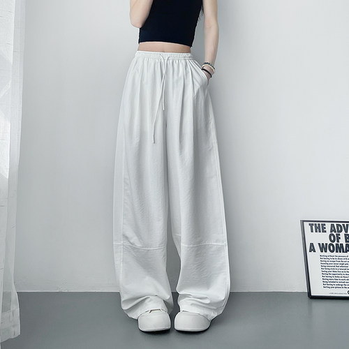 蜜略大码胖MM宽松纯色夏季阔腿裤