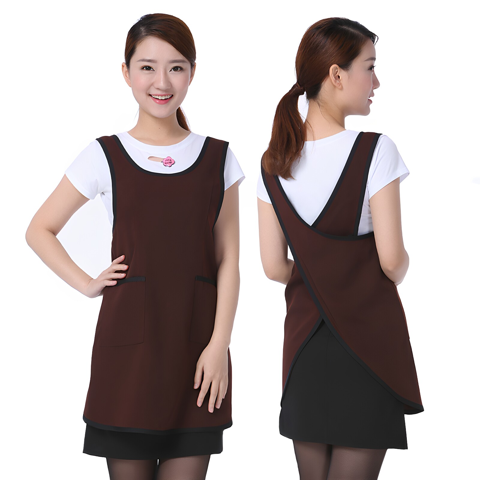 家用超市母婴店咖啡店围裙定制logo韩版时尚美容院美甲师工作服女