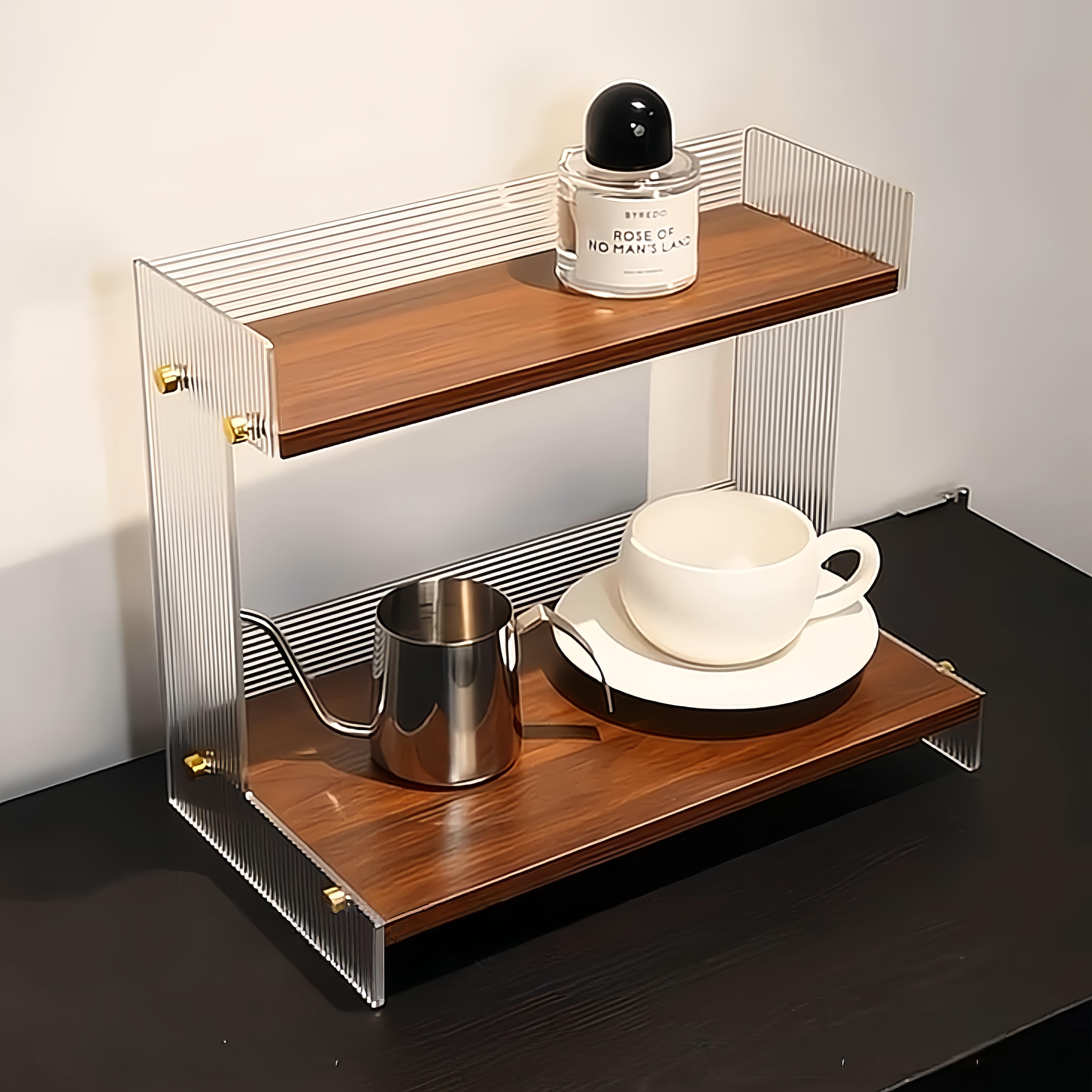 亚克力桌面杯子收纳架厨房置物架2025新款双层整理架咖啡杯储物架