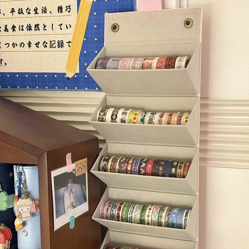 可爱可携式胶带收纳桌面收纳盒学生宿舍多功能文具整理盒手账好物