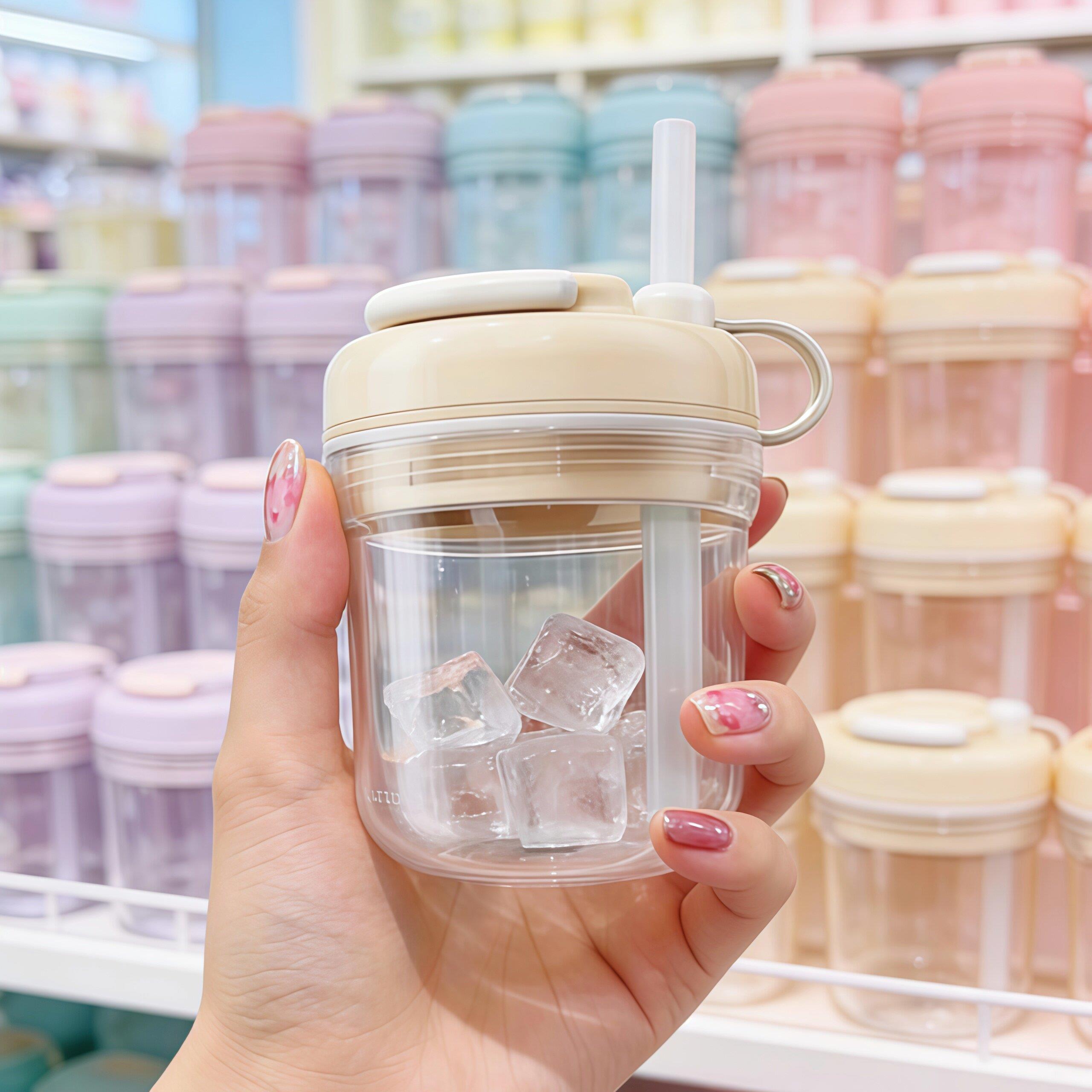 三合一冰杯便携按压自带冰格模具冷萃杯随手外出咖啡杯食品级水杯图片