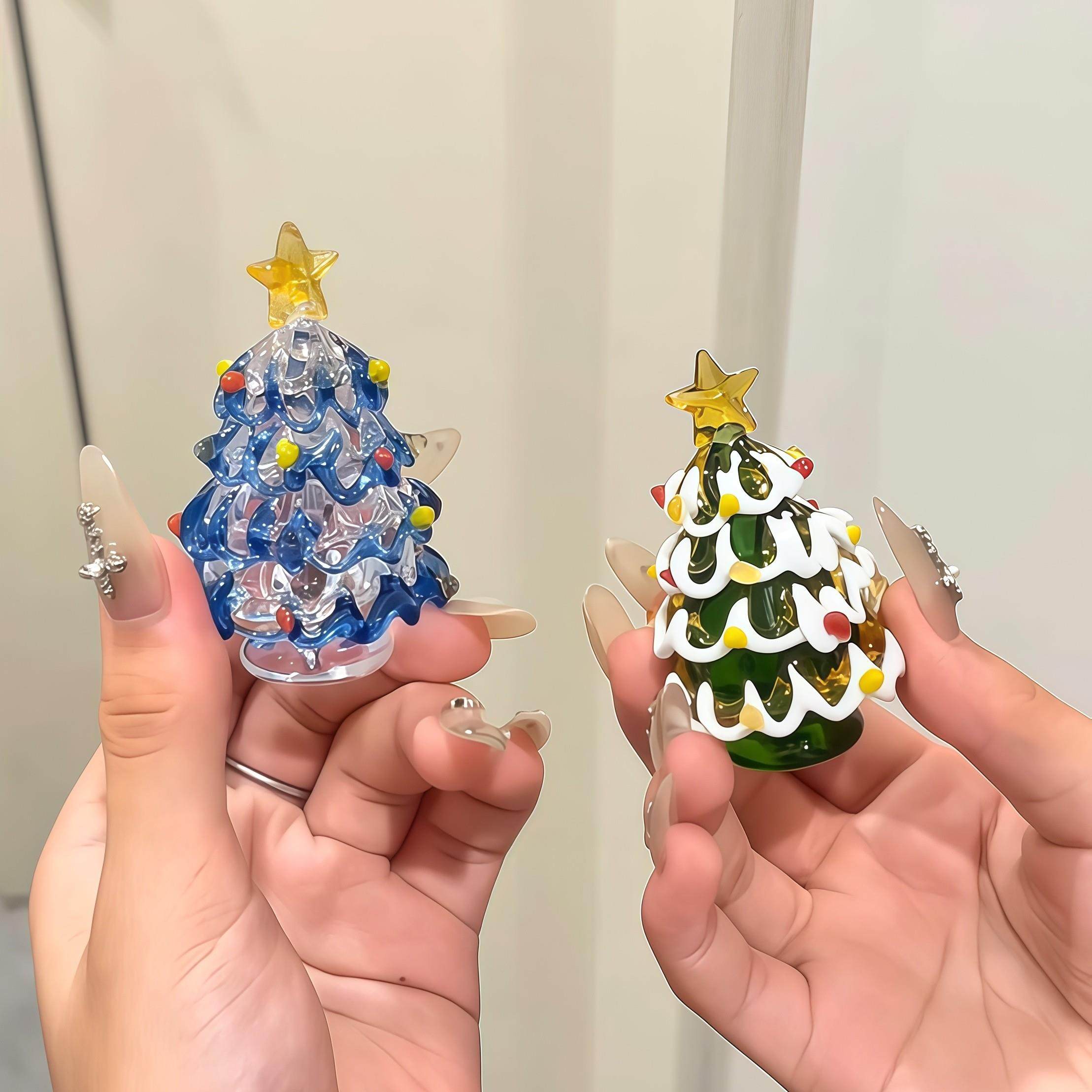 淄博琉璃拉丝圣诞树圣诞装饰摆件桌面圣诞树场景布置创意圣诞礼物