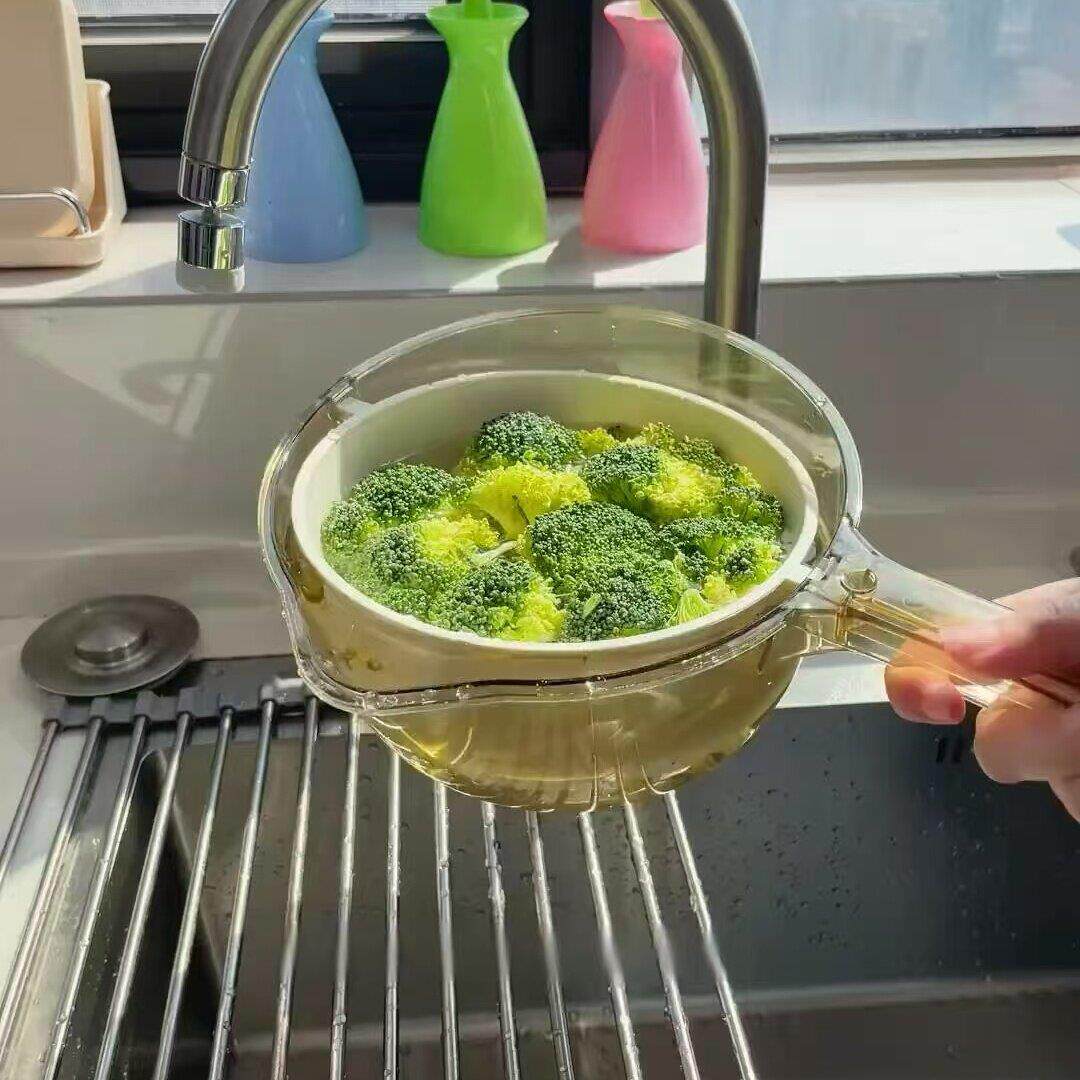 手不沾水果蔬沥水篮家用双层洗水果神器3合1洗米洗菜淘米懒人神器