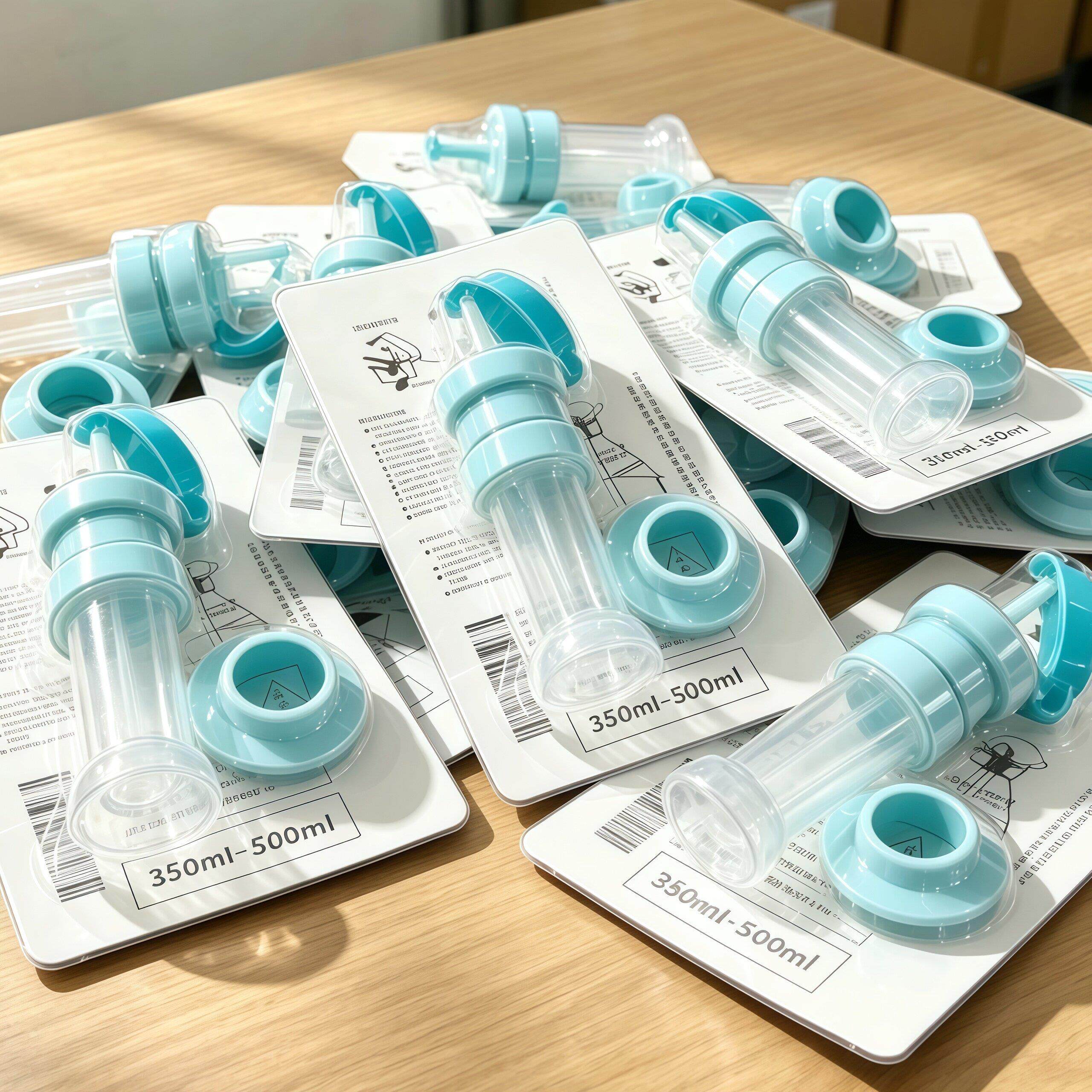 吸管瓶盖转换头蓝色饮料三合一大口径矿泉水儿童防呛外出可携式防