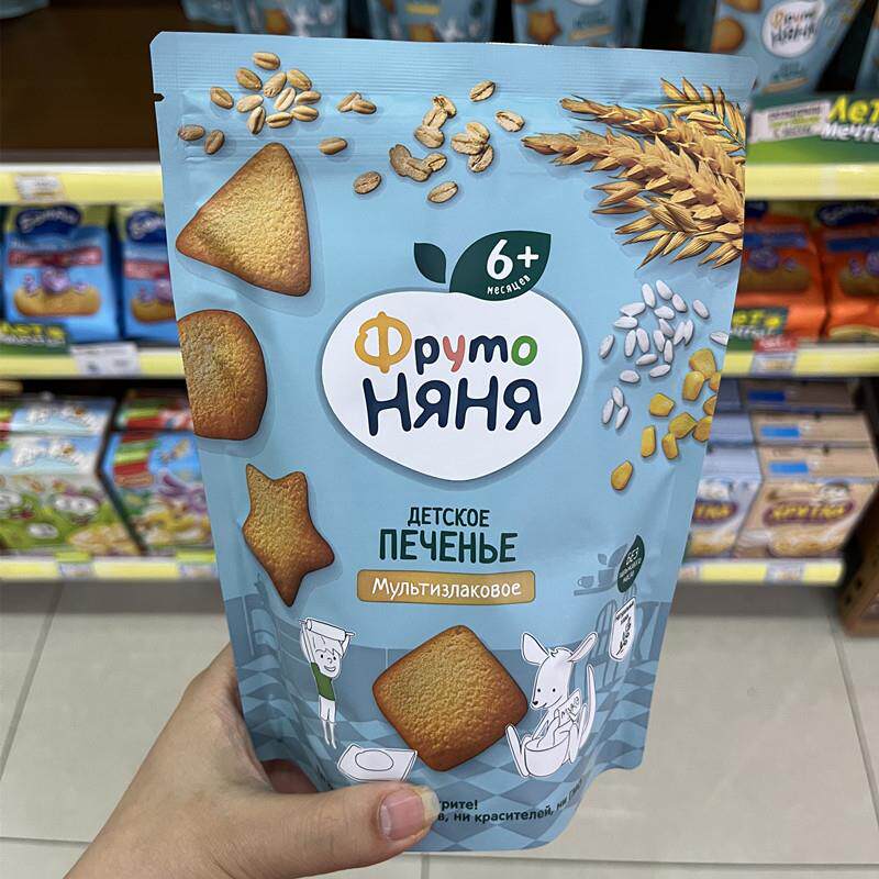 俄罗斯超市进口婴幼儿儿童光头饼饼干磨牙棒宝宝辅食无添加120g