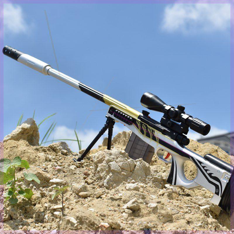 闭雪磊awm抛壳拉栓手动软弹抢八倍镜男孩超大号儿童玩具狙击枪0