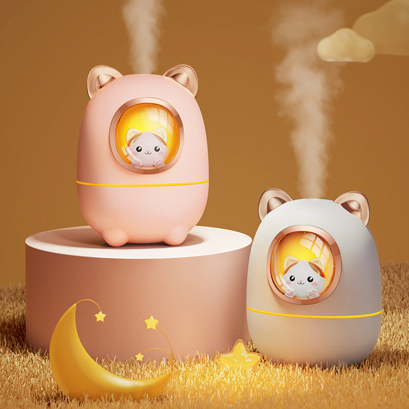 空调萌猫加湿器可爱卡通usb便携办公室桌面香薰机礼品静音雾化器