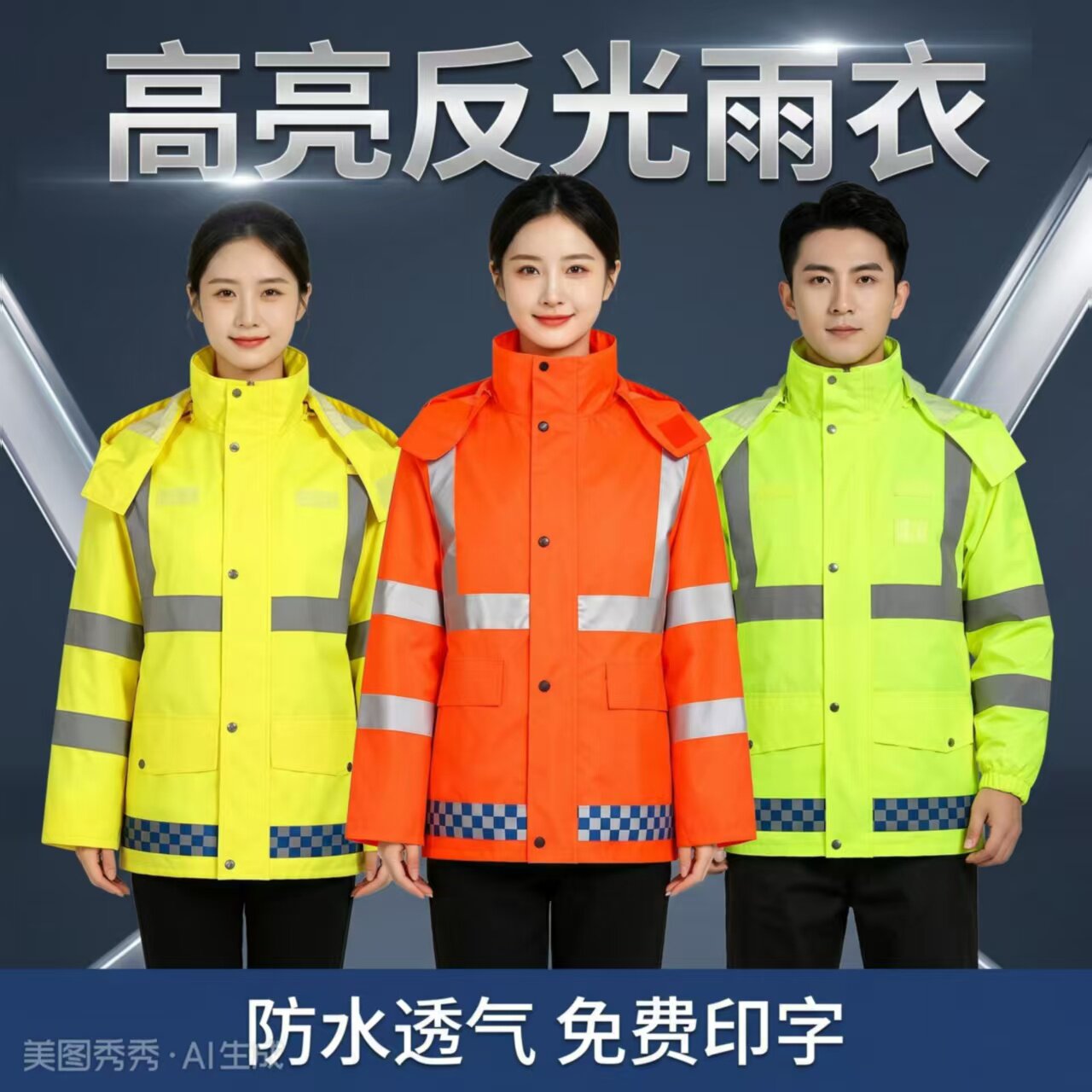 加厚成人分体牛津布反光雨衣交通