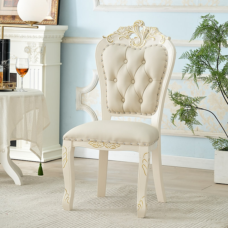 欧式餐椅家用现代简约实木雕花椅法式书桌洽谈椅宴会酒店餐厅椅子