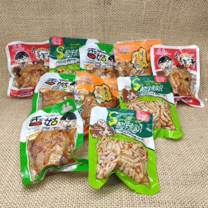 山姆冠名麻辣美食豆干木耳香菇豆干酸辣粉辣条小吃零食风味凉皮豆