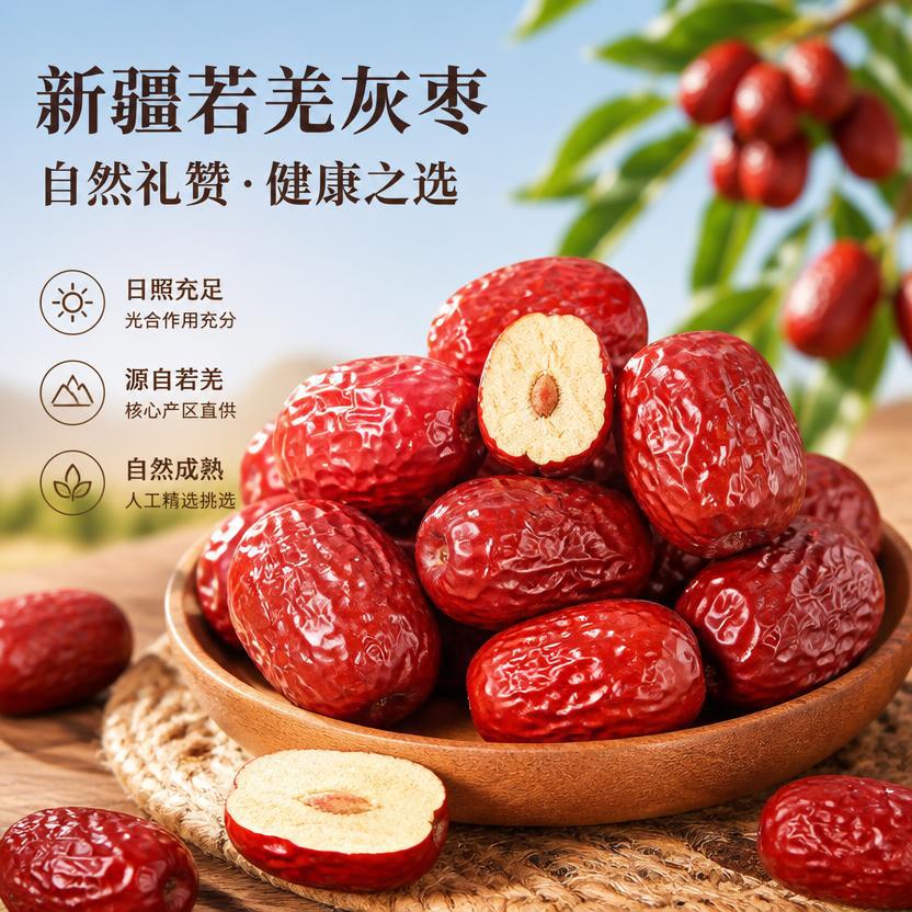 山姆冠名新疆若羌灰枣整箱50斤散装原产地吊干红枣通货中大果地摊