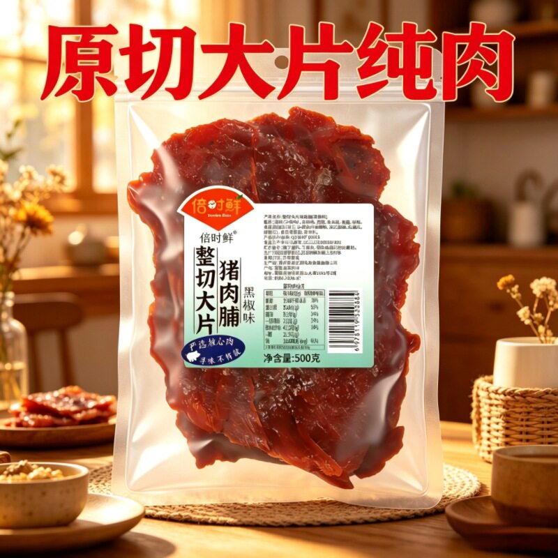 山姆冠名原切大片猪肉脯干 1斤装猪肉脯干旅游景区休闲食品猪肉铺