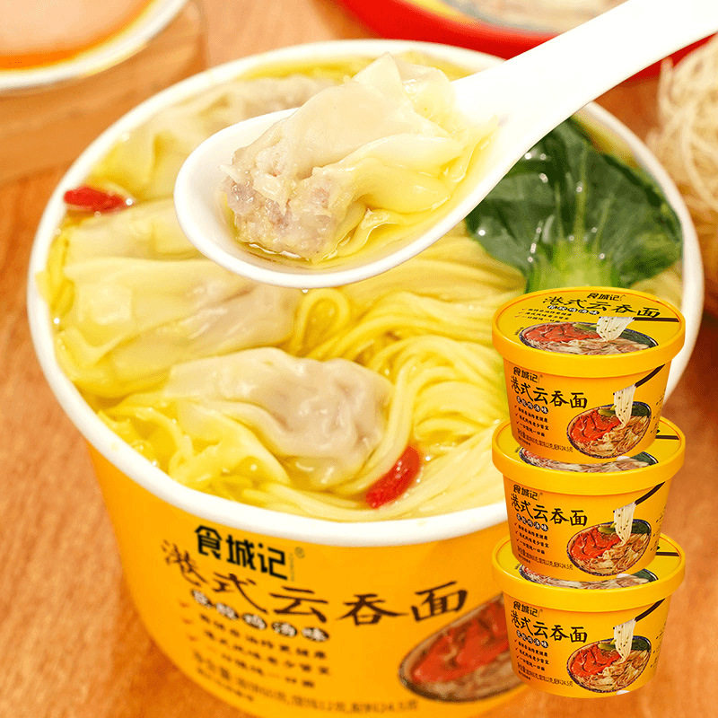 山姆冠名食城记港式云吞面花胶鸡汤味非油炸面饼馄饨面方便速食泡图片