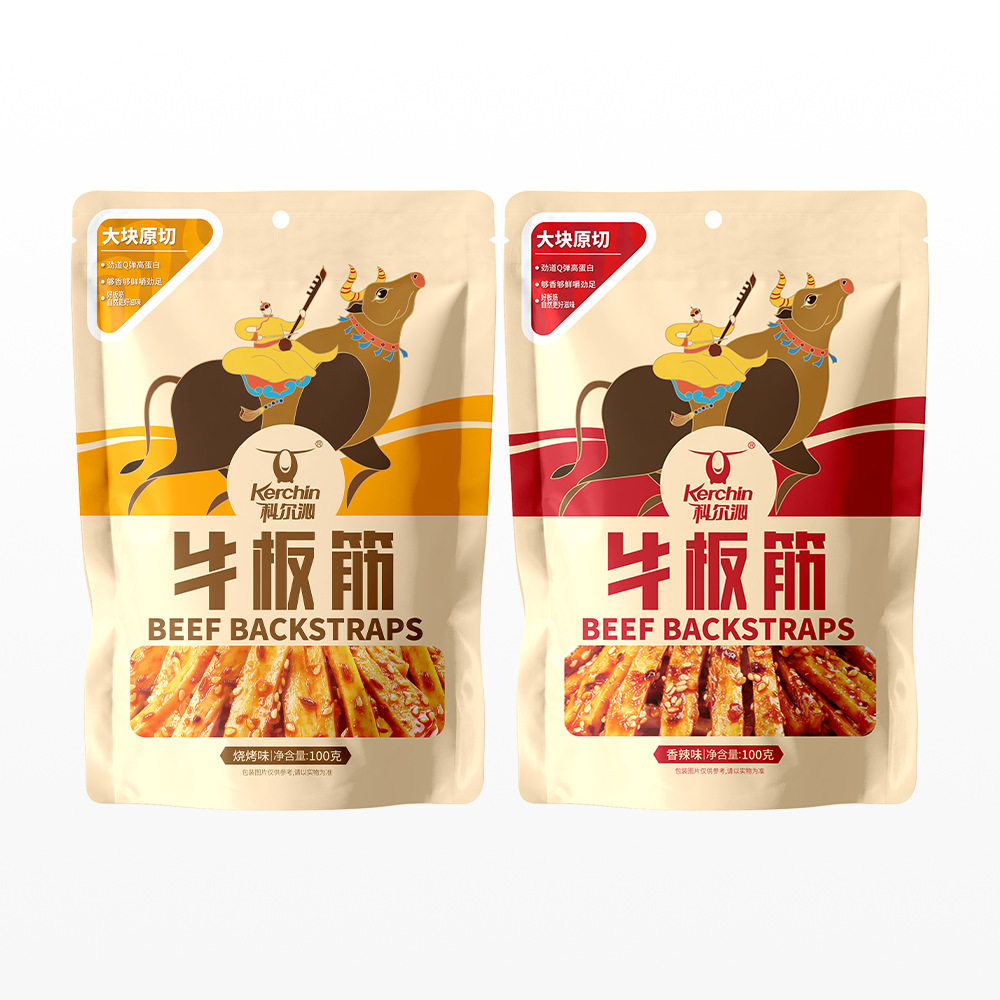 山姆冠名科尔沁袋装烧烤香辣味牛板筋100g.内蒙古特产休闲零食小