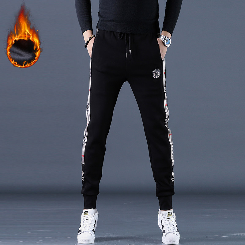 欧洲站2025新款刺绣束脚休闲裤潮流秋冬男士长裤潮流加绒男运动裤,男装,休闲裤,淘宝优惠券,粉丝福利购,淘宝优惠卷