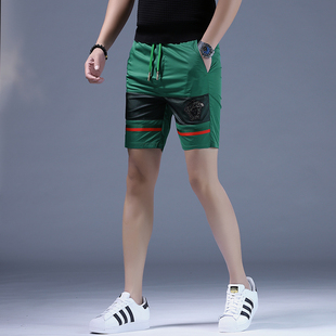 设计感潮牌直筒四分短裤 日系运动五分裤 夏季 男款 休闲男绿色士中裤