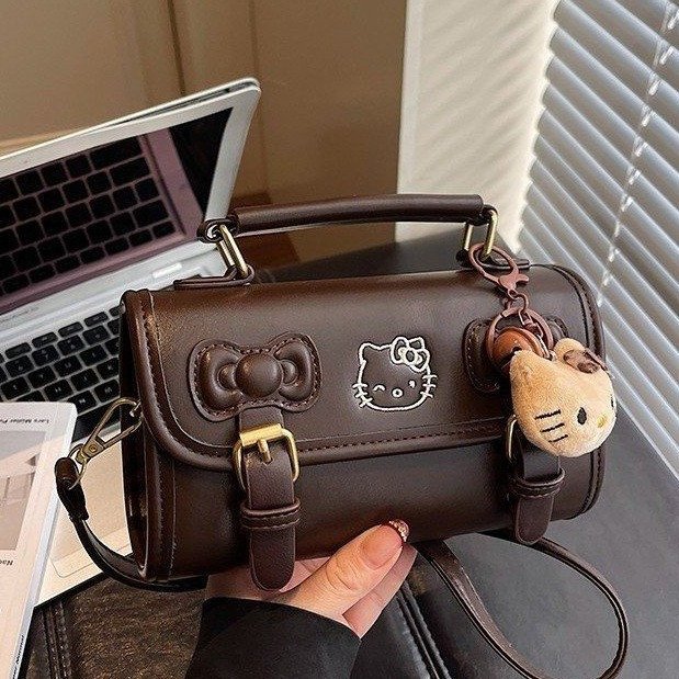 可爱洋气卡通凯蒂刺绣小方包斜挎