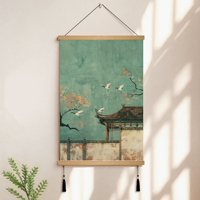 东方美学挂画宋徽宗瑞鹤仙鹤楼阁中国风新中式禅意寓意好的装饰画