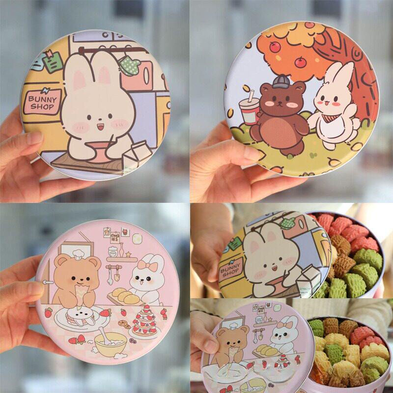 卡通熊兔烘焙铁盒曲奇饼干包装盒空盒子礼物盒糖果盒铁热销饼干盒