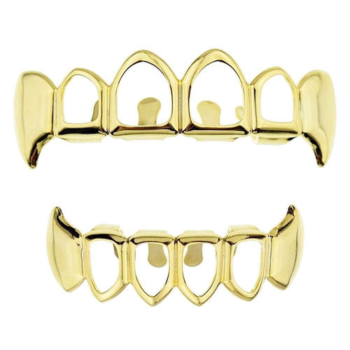 HIPHOP镂空尖牙金牙套Gold Grillz
