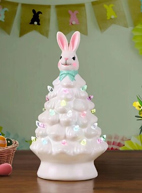 复活节兔子圣诞树装饰品摆件家居庭院设计复活节灯光led兔子