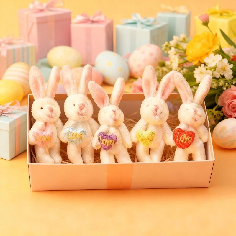 4.5cm白色爱心小兔子裸兔装饰品帽裙子衣服手机外套材料辅料配件