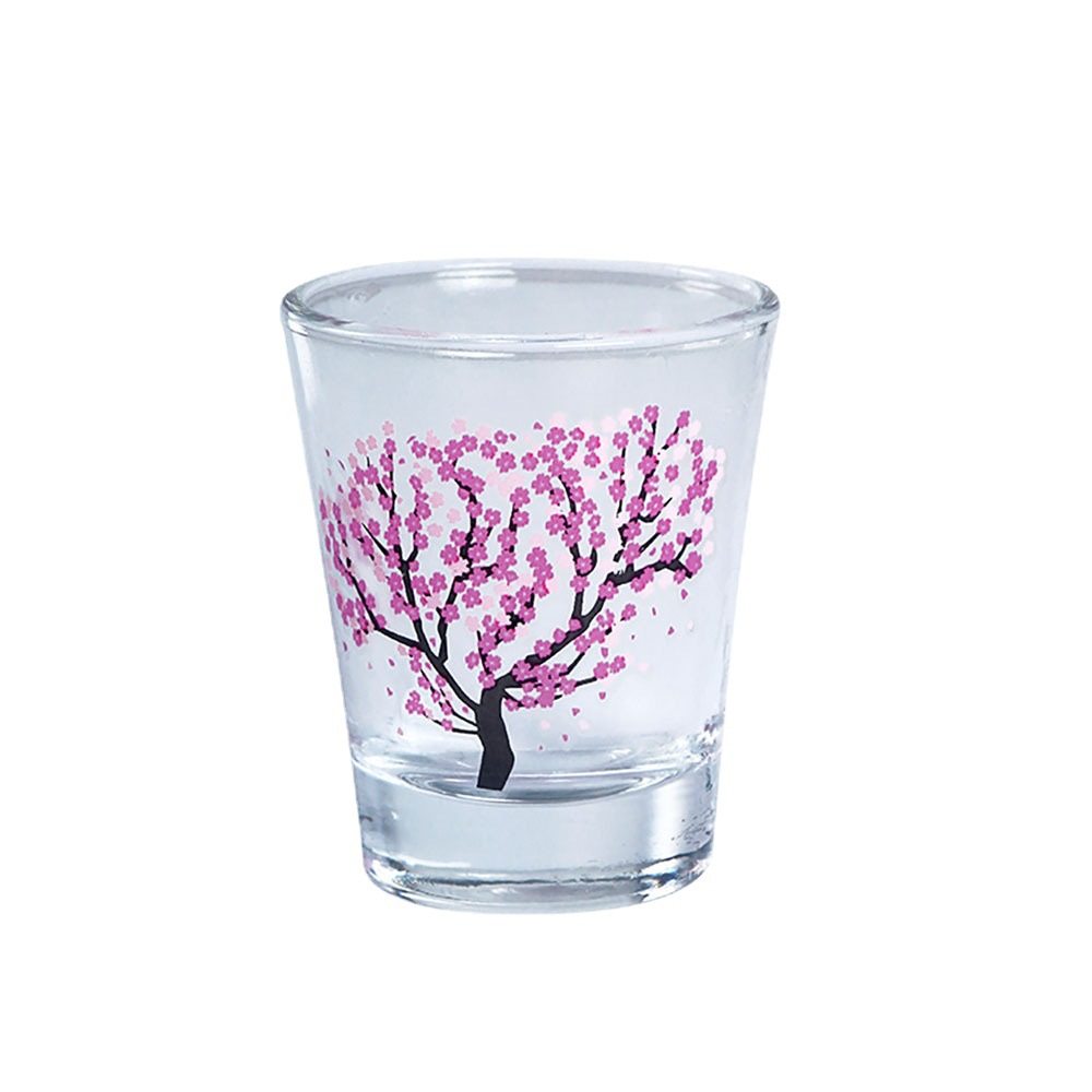 白酒烧酒杯日本冷感变色梅花杯 感温遇冷变色玻璃水杯 变色酒杯