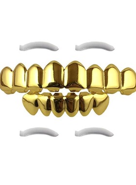 欧美热卖嘻哈牙套镀金8颗牙套金牙套万圣节Teeth Grills 道具