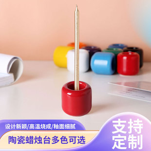 陶瓷铃铛蜡烛台圆形祈祷圣诞蜡烛杯mini蜡烛杯礼品烛台摆件