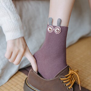 大眼睛袜子女中筒袜棉质ins潮春秋可爱日系韩版学院风搞怪长袜女