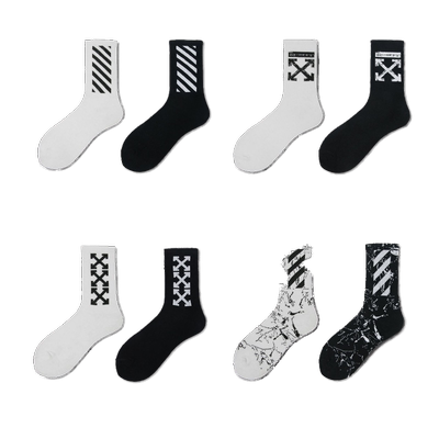 2双装 袜子潮袜男袜ow长袜off街头wite长筒女袜潮流秋冬高筒运