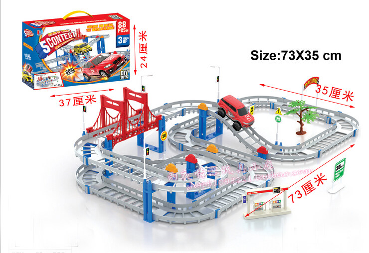 HENGJIAN ELECTRIC RAIL CAR TOY SOUND AND LIGHT LUXURY OVERSIZED SET EDUCATIONAL MULTI-LAYER ELECTRIC RACING BIRTHDAY GIFT