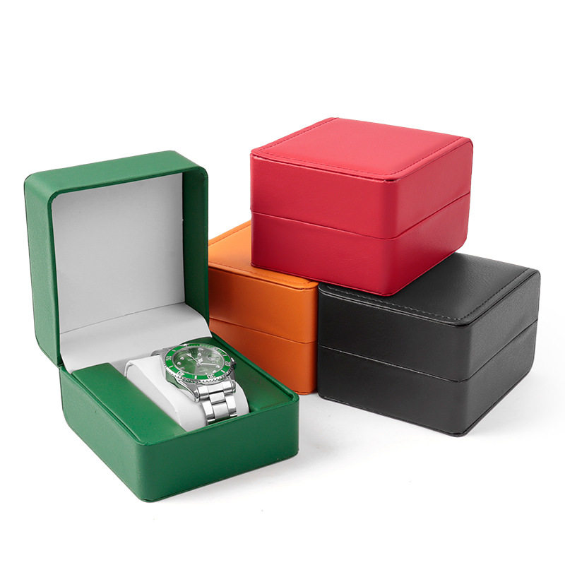 皮质圆角手表盒收纳盒高级感手表包装盒子绿色表盒手表盒现货